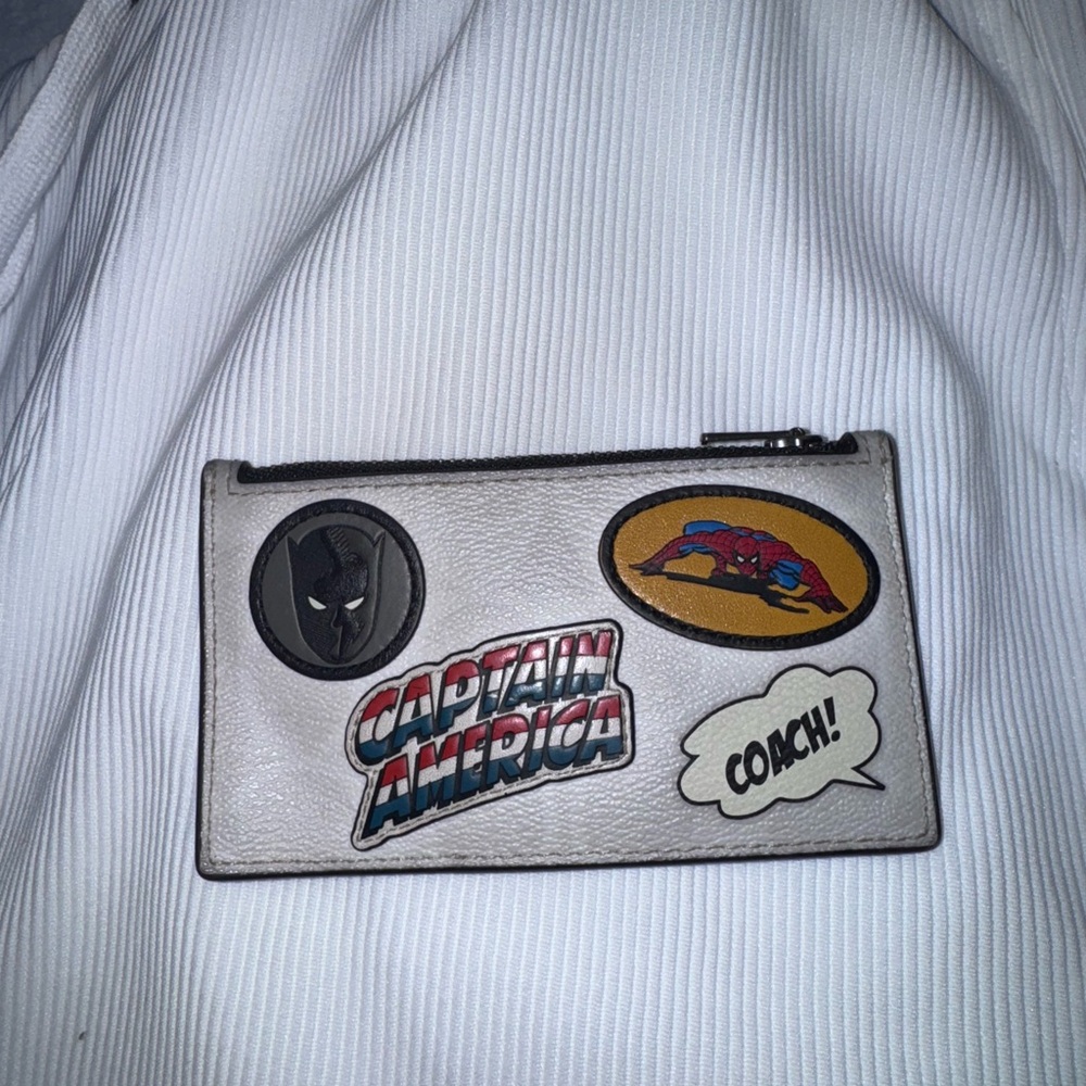 Coach White Wallet with Marvel Patches